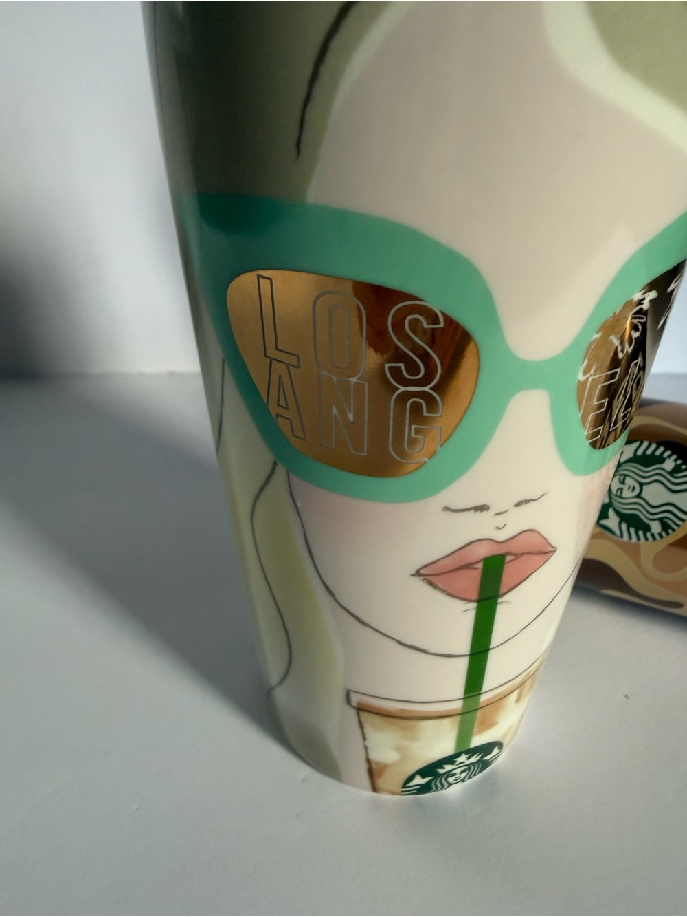 NWOT Starbucks- Only available in LA - Sunglasses&Gold Lens Ceramic Tumbler - Picture 2 of 10